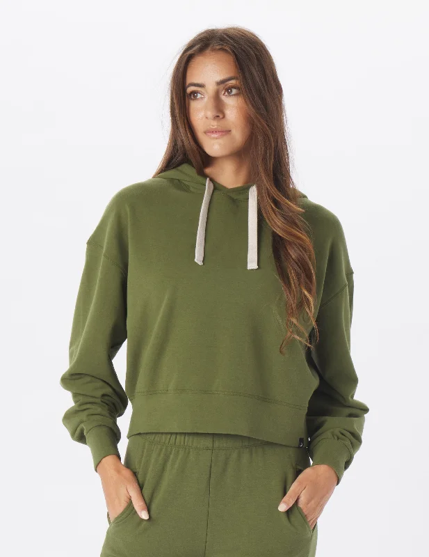 Effortless Style Vintage Oversized Cropped Hoodie: Chive