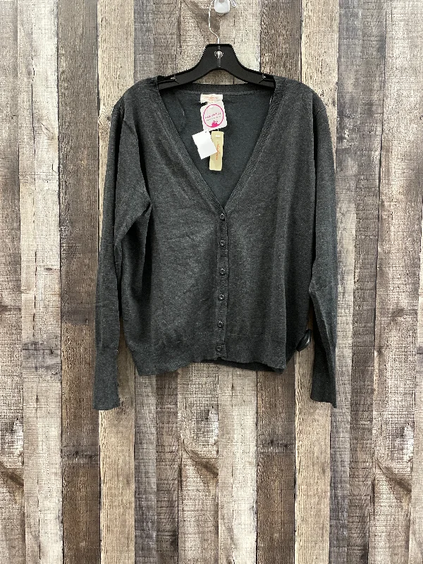 Sweater Cardigan By Ambiance Apparel In Grey, Size: 1x