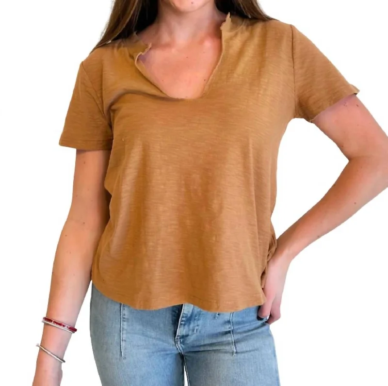 Seasonal Trend Plata Notched Tee In Sienna