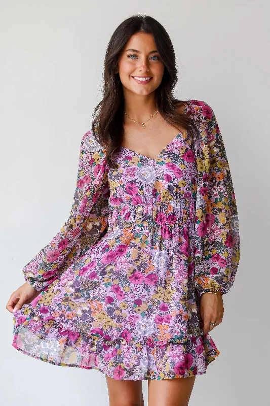 Flowy Fabric FINAL SALE - Elite Sweetness Lavender Floral Mini Dress