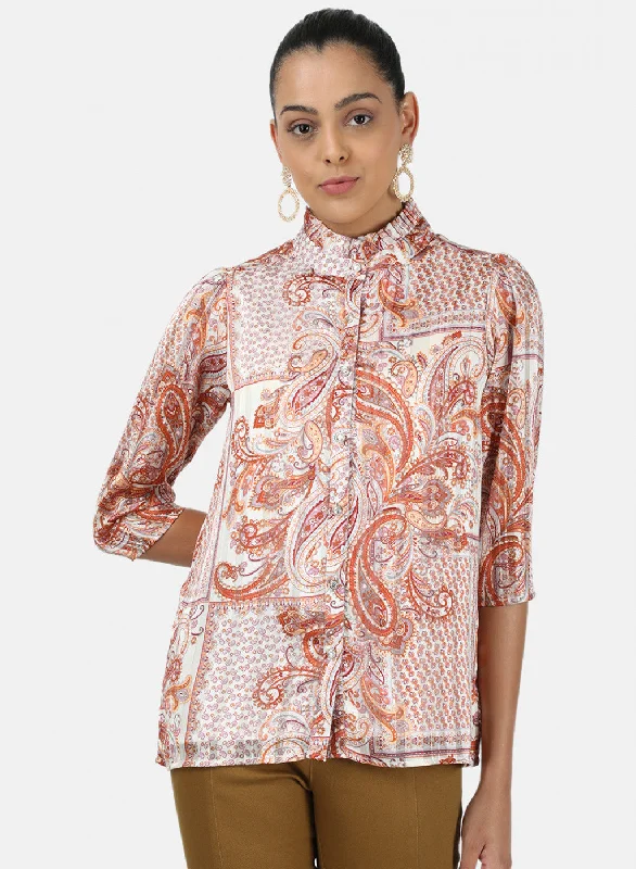 Celebrate With Big Savings Womens Orange Printed Top