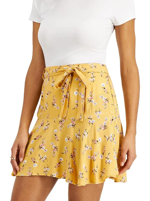 Fashion Sale Juniors Womens Floral Tie-Front Mini Skirt