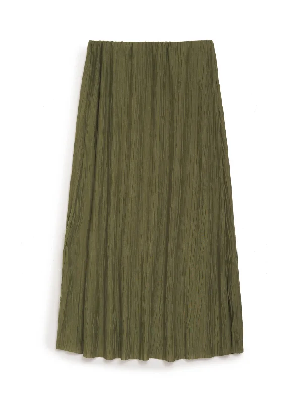 Season Sale Knit Plisse Midi Skirt in Artichoke