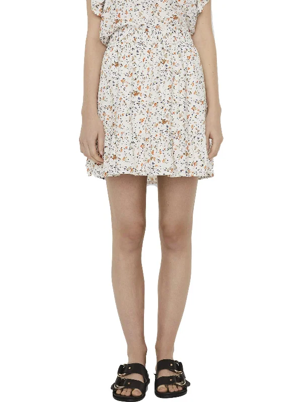 Don't Miss Out Ora Womens Ruffled Printed Mini Skirt