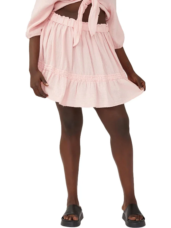 The Good Stuff Womens Cotton Smocked Mini Skirt