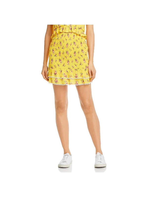 Big Discounts Womens Printed Smocked Mini Skirt