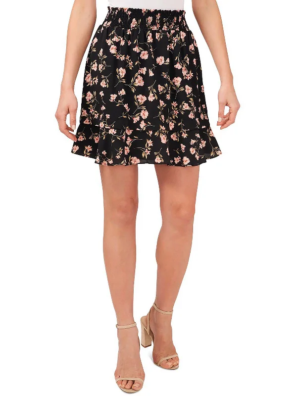 Shop Sale Items Womens Smocked Floral Mini Skirt