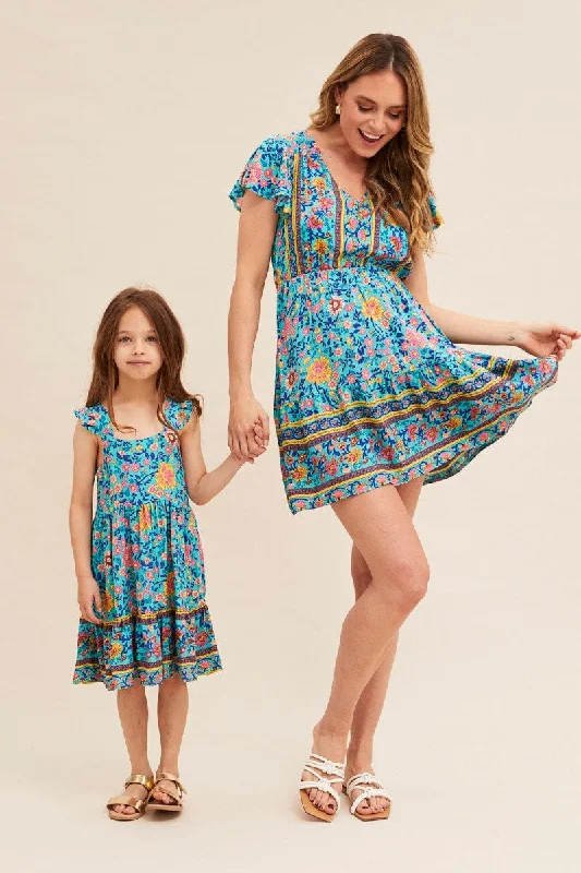 Sale Event, Prices Rock Boho Print Short Sleeve Button Front Skater Dress