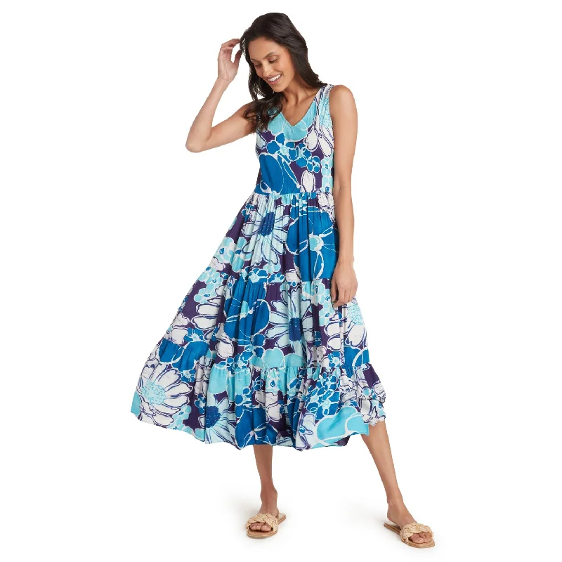 Shop Sales LONG RUFFLE DRESS - COOL BLUE