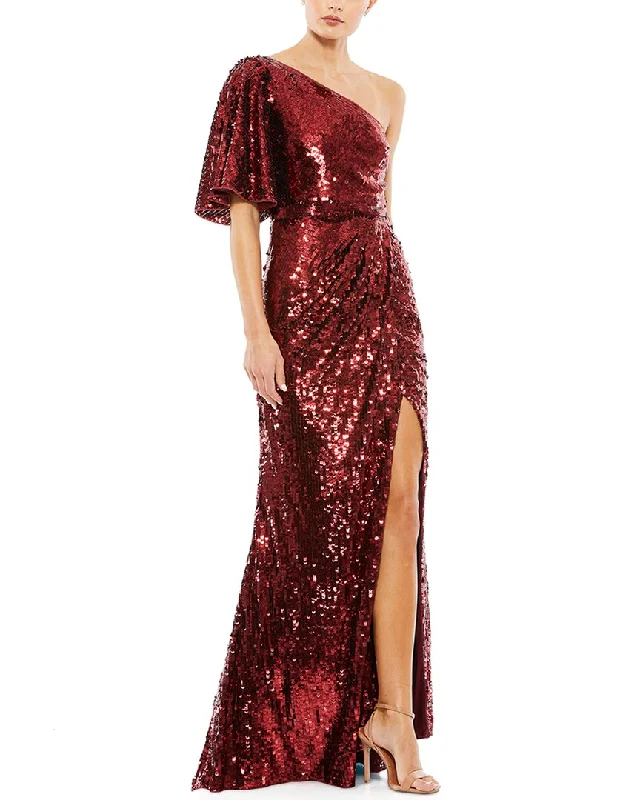 Flash Sale Mac Duggal Embellished Cap Sleeve Cowl Neck Trumpet Gown