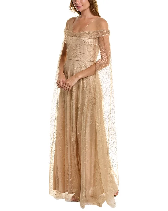 Big Discounts Marchesa Notte Glitter Cape Gown