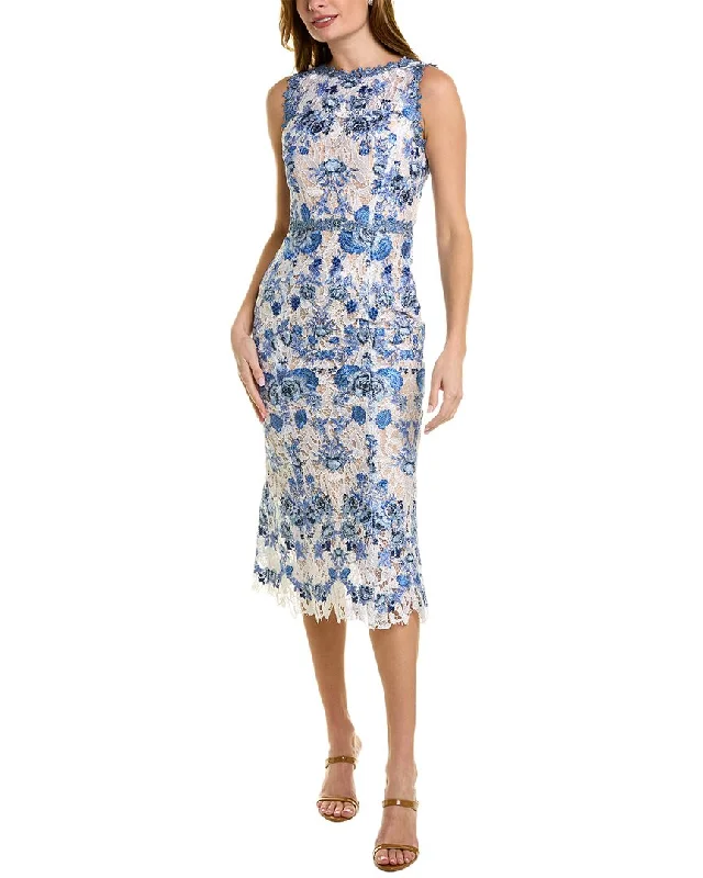 Vibrant Femme Fashion Marchesa Notte Lace Midi Dress