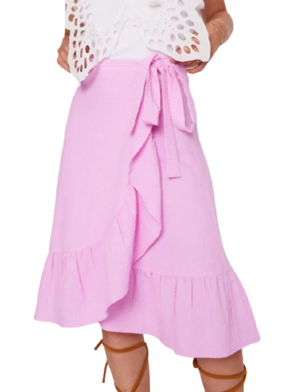 Comfort First Women's Wear Mid Long Knot Skirt In Pink Bonbon