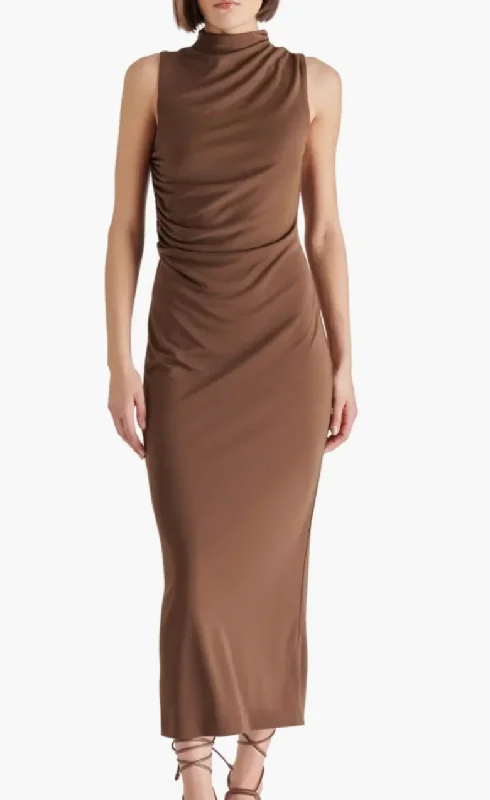 Elegant Clothing Brown Midi Dress by Steve Madden