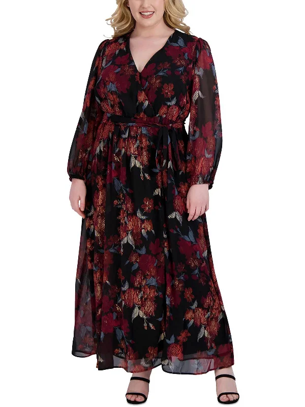 Fast Fashion Favorites Plus Womens Chiffon Printed Maxi Dress