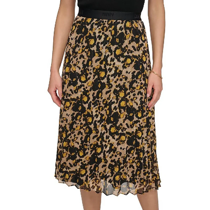 Crazy Discounts, Hurry Up Womens Metallic Animal Print Midi Skirt