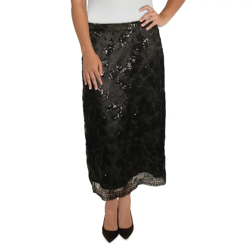 Insane Discount Onslaught Womens Sequined Midi A-Line Skirt