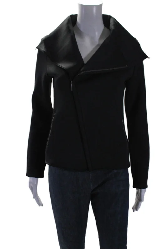 Trendy Styles Aday Womens Two Pocket High Neck Zip Up Up In The Air Jacket Black