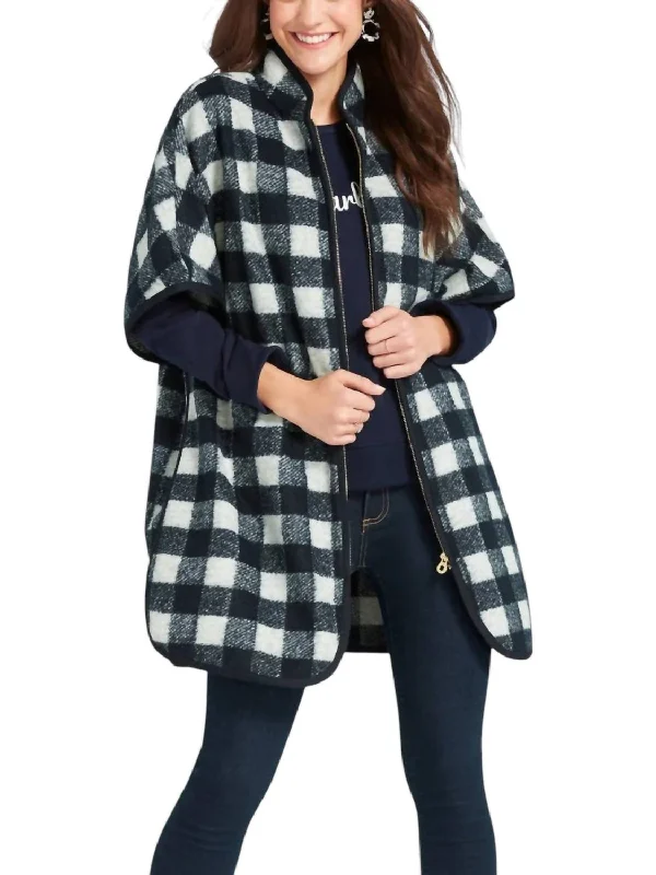 Fashion Sale Buffalo Check Cape Coat In Nassau Navy Multi