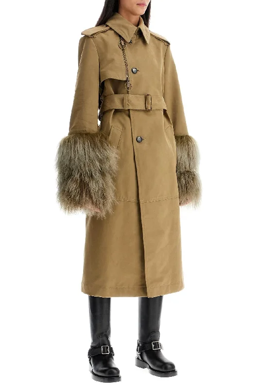 Everyday Wear Burberry Long Trench Coat With Shearling Cuffs