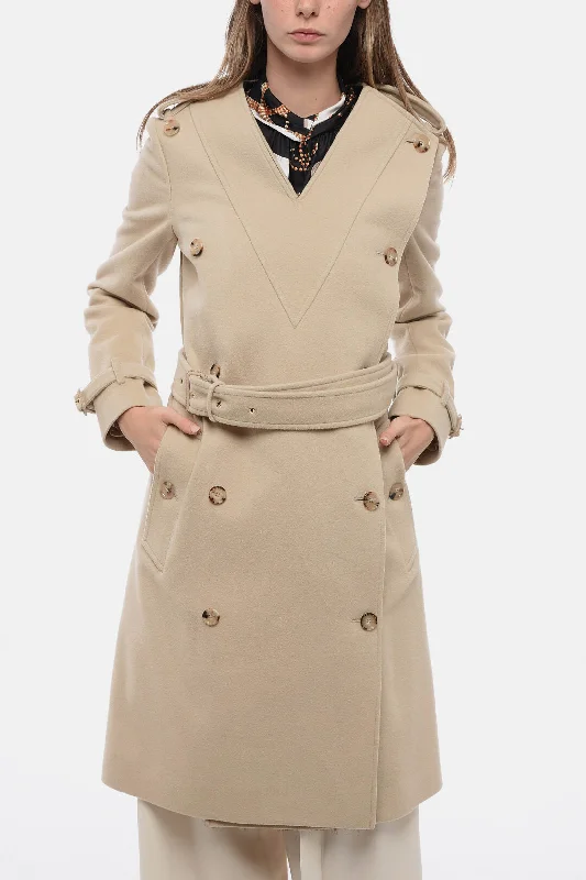 Must-Have Styles Burberry Wool Double-Brested Coat with V Neckline