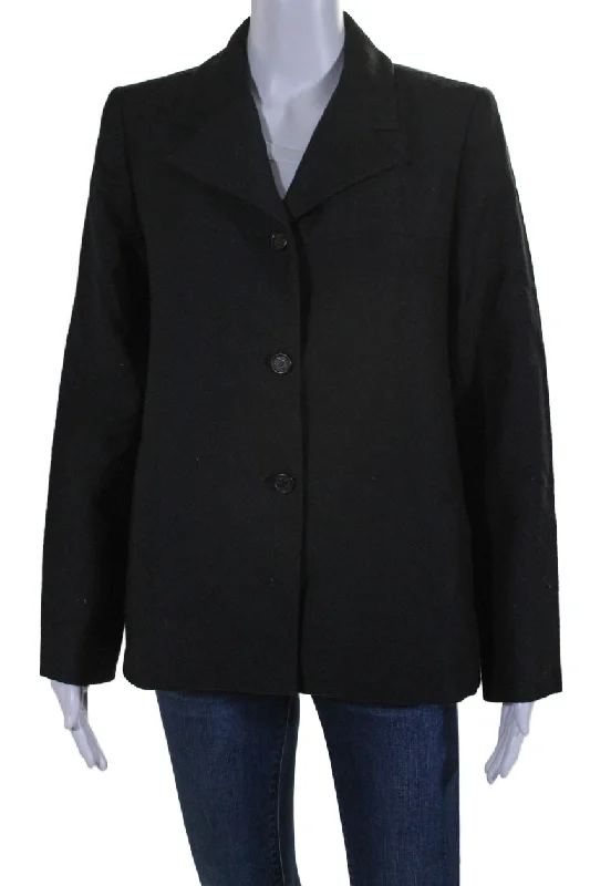 Big Discounts Chanel Womens Wool Black Textured Three Button Long Sleeve Jacket