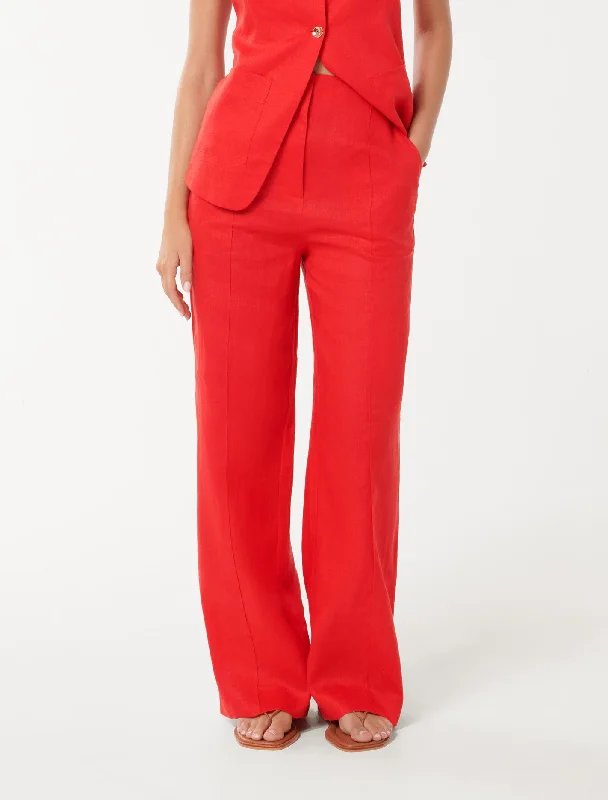 Feminine Flow Cynthia Linen Wide Leg Pants