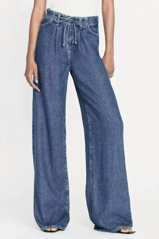 Luxe Layering Drawstring Wide Leg Jean In Ghost