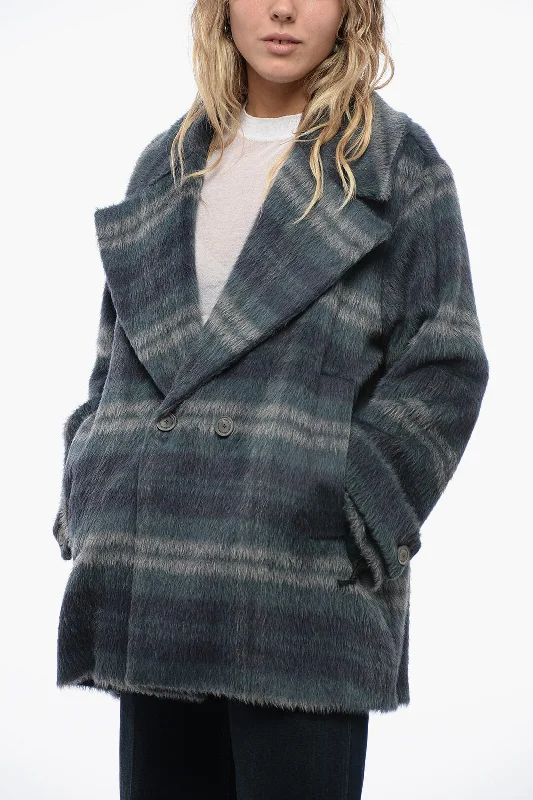 Gorgeous Glamour Collection Fabiana Filippi Alpaca Fur Coat with Check Motif