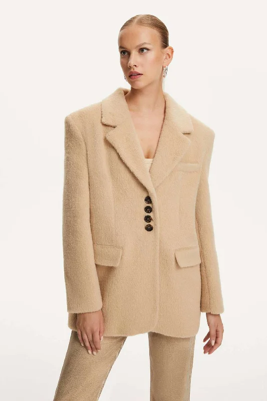 Disco - Inspired Retro Dance Look Faux Fur Double-Breasted Jacket