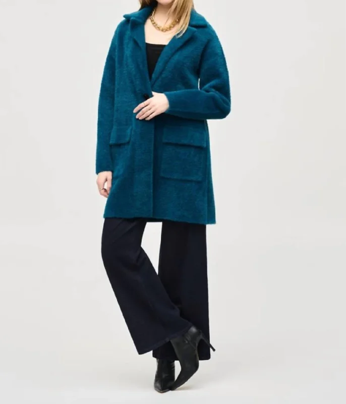 Effortless Style Feather Yarn Sweater Coat In Twilight