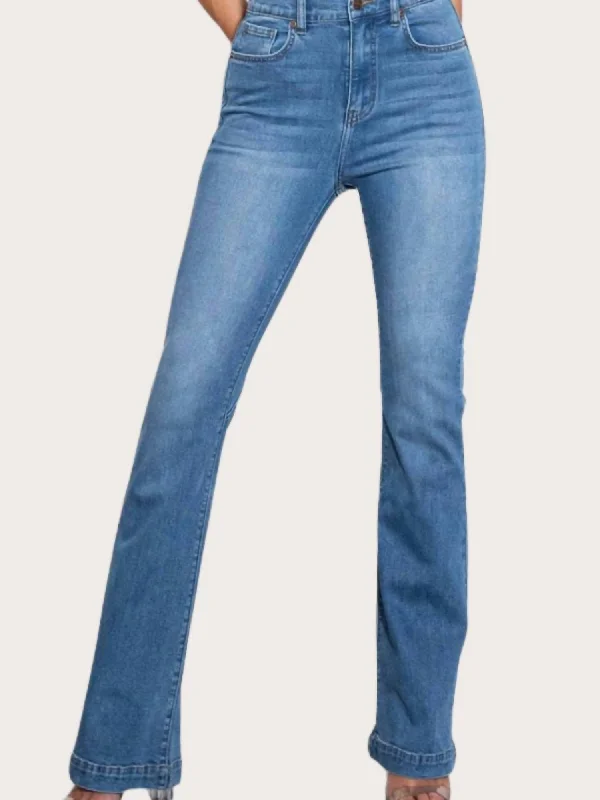 Trendy New Clothes High-Rise Heart Back Bootcut Jeans In Medium Stone