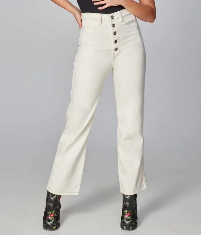 Romantic Detailing High Rise Loose Jeans In Ivory