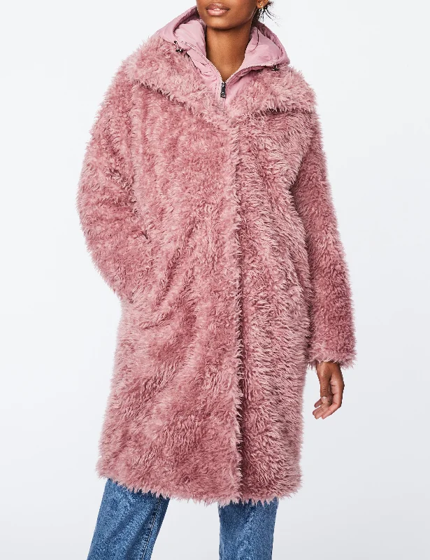 Graceful Movement Hooded Fur Coat