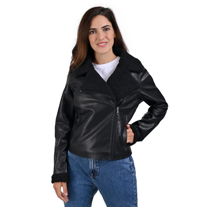 Save On Inspired Styles LEE Women's Biker Jacket With Fur