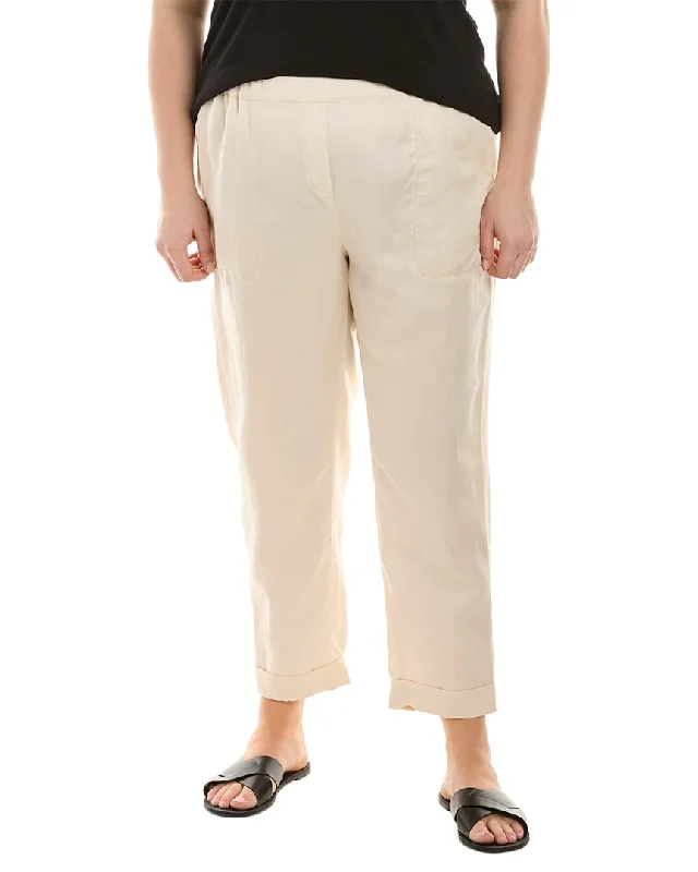 Stylish Savings Marina Rinaldi Plus Recale Linen-Blend Trouser