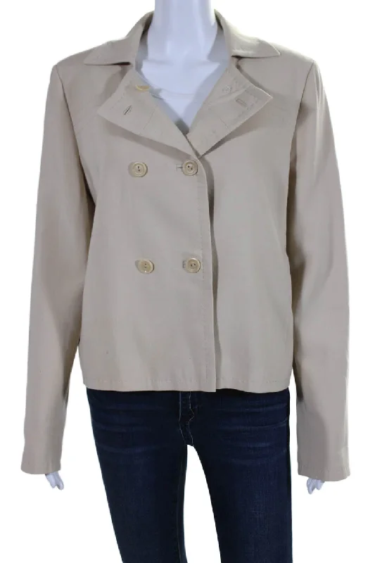 Budget Saver Max Mara Womens Collared Double Breast Buttoned Long Sleeve Jacket Beige