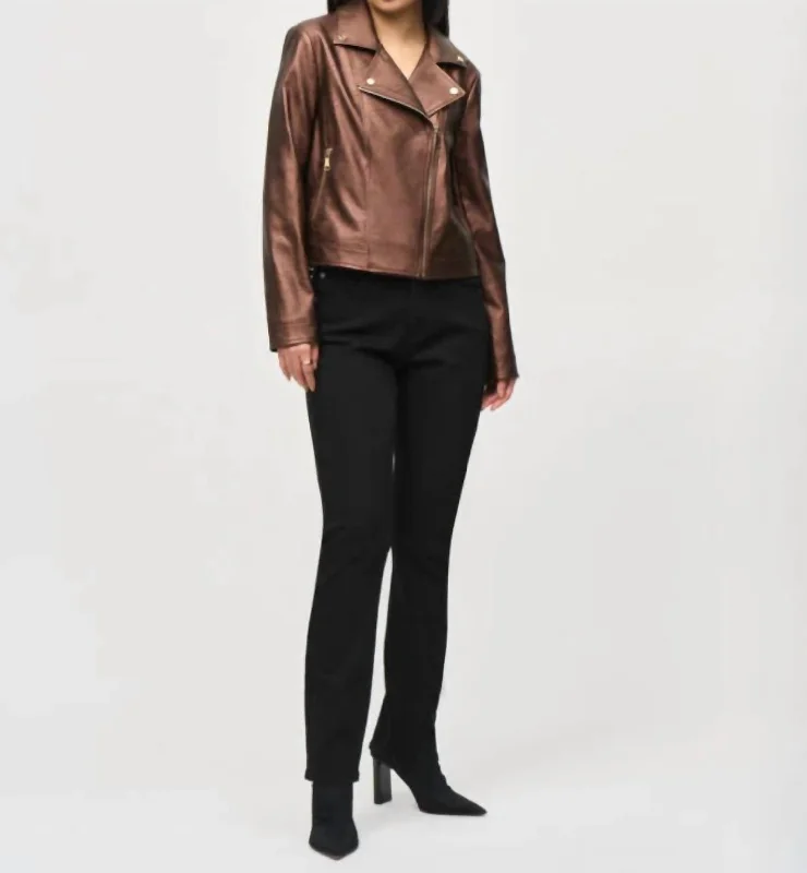 Seasonal Fashion Metallic Jacket In Bronze