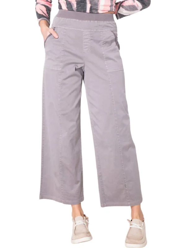 Summer Essentials Salt Wash Wide Leg Pants In Fog