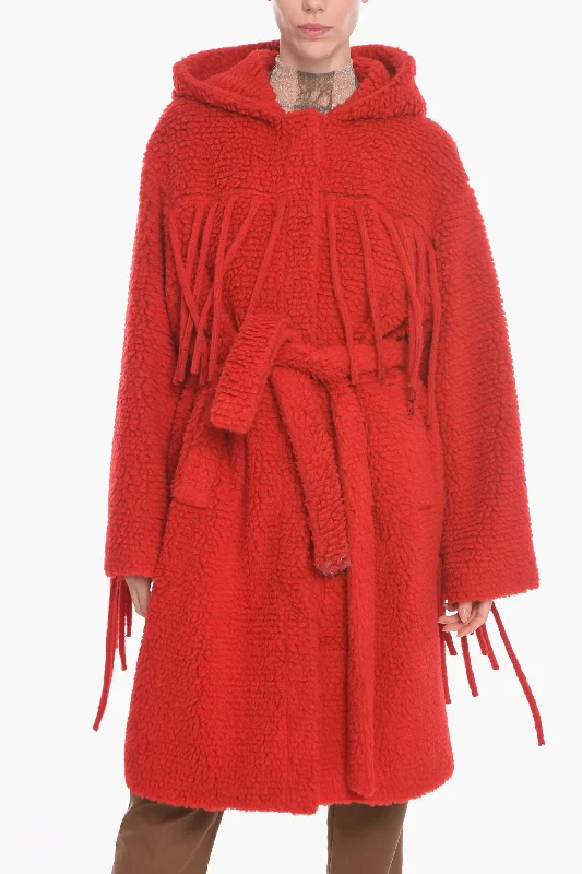 Floral Style Stella McCartney Belted Teddy Coat with Fringe