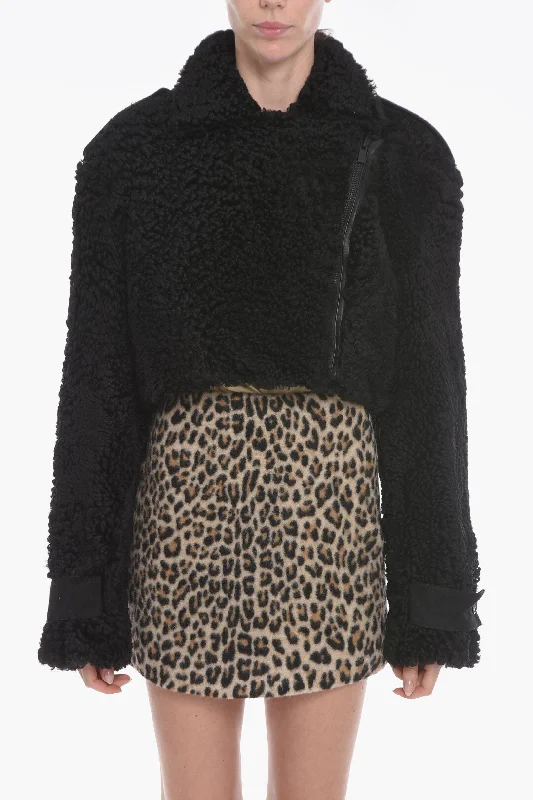 Bold Fashion The Mannei Cropped MAHIS Shearling Coat with Perforated Suede Details