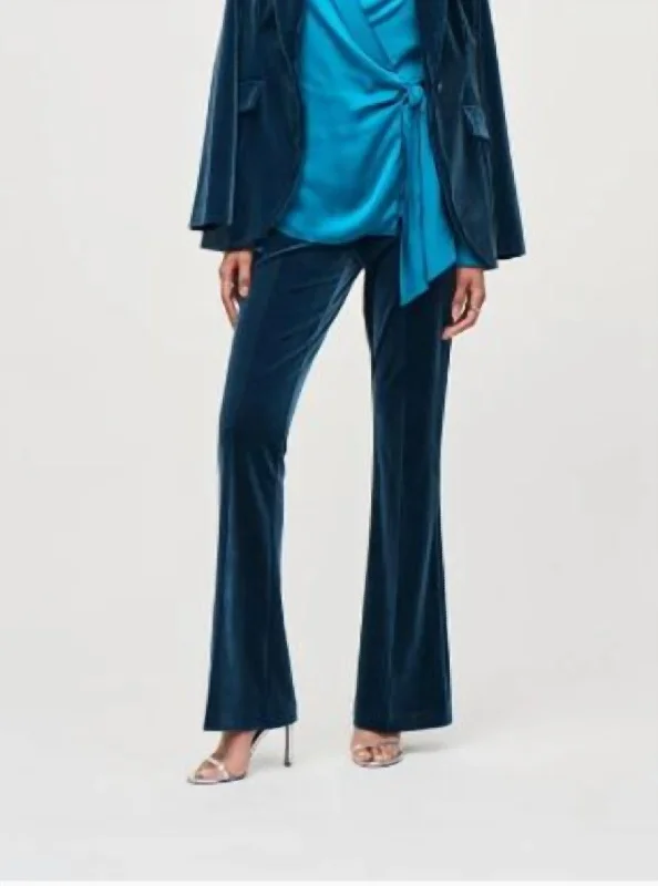 Boho - Chic Festival - Ready Style Velvet Flared Pull-On Pants In Nightfall