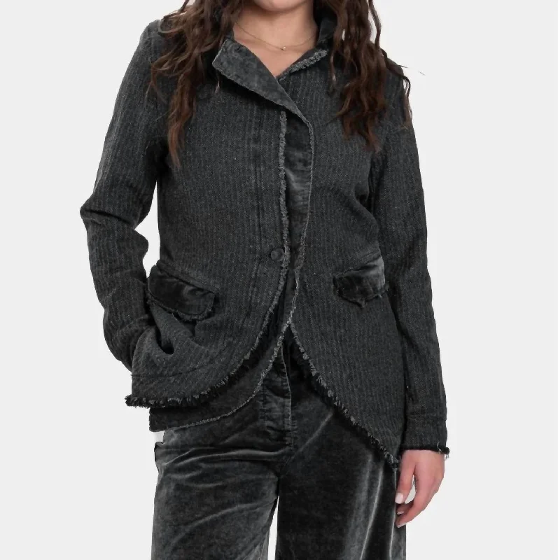 Latest Trends Velvet Patchwork Jacket In Black