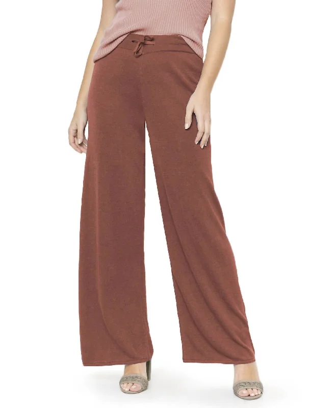 Tropical Island - Inspired Attire Wide Leg Linen Knit Pant In Bronze