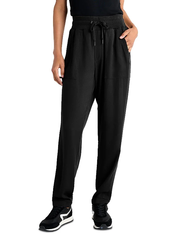 Day To Night Styles Womens Drawstring Ribbed Trim Straight Leg Pants