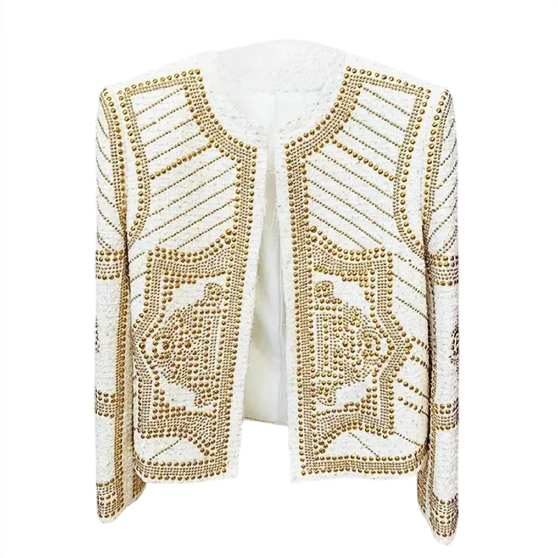 Quick Grab Deals Women's Emilia Tweed Metal Stud Jacket In White