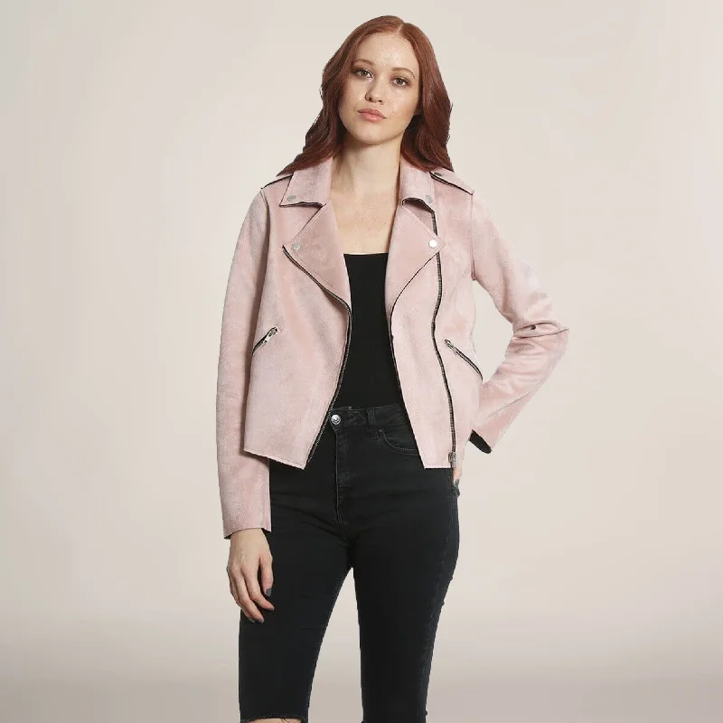 Additional Time-Limited Offers Women's Faux Suede Moto Jacket