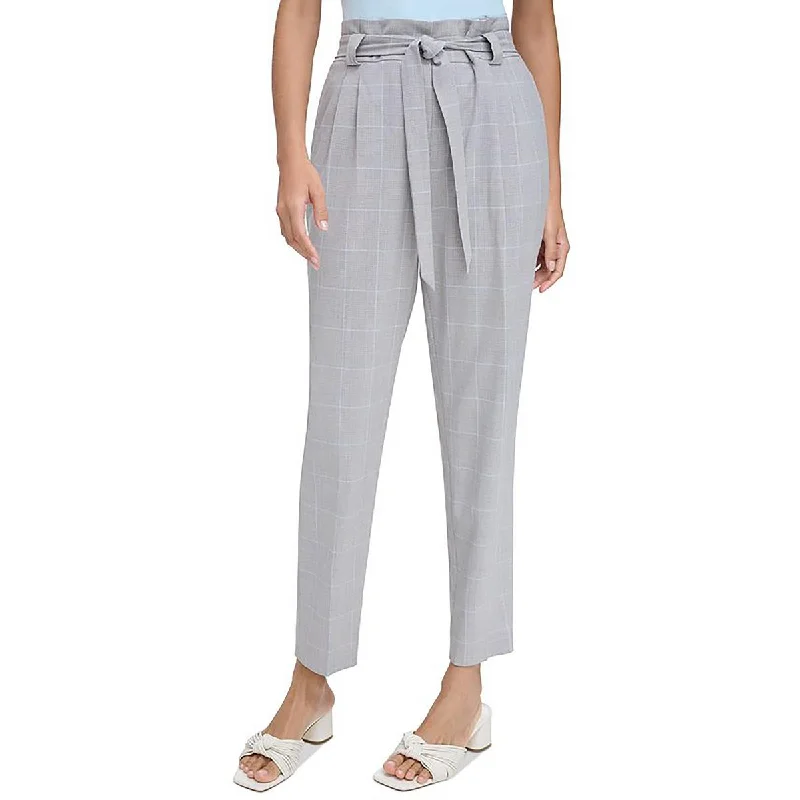 Limited Time Offer Womens Glen Plaid Belted Straight Leg Pants