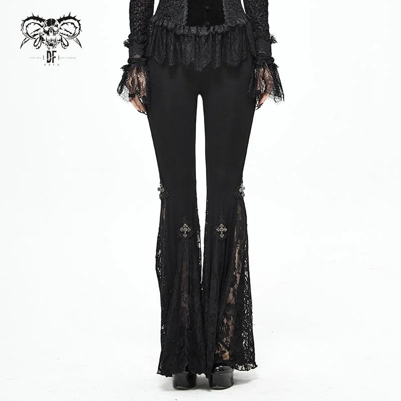 Minimalist Office - Ready Style Women's Gothic High-waisted Floral Lace Bell-bottoms