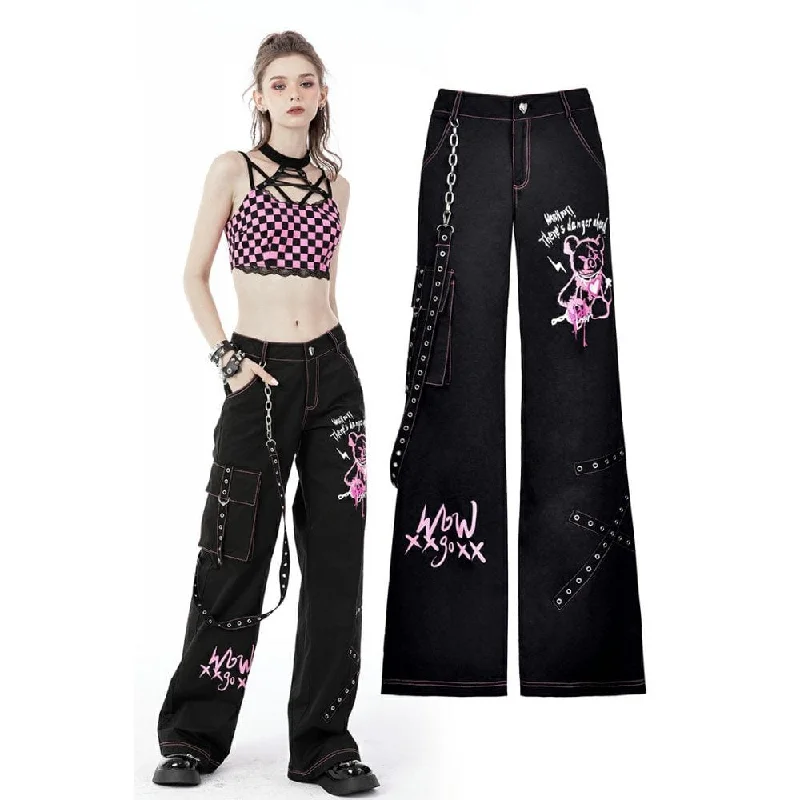 Valentine's Special Women's Grunge Dangerous Bear Bell-bottoms with Belt